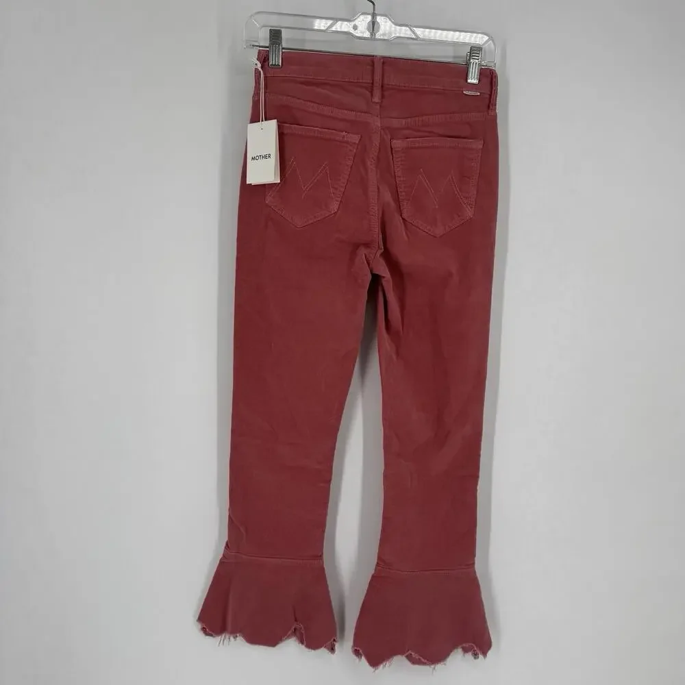 Mother pants womens 25 pink corduroy ruffle crop cha cha chew preppy spring
